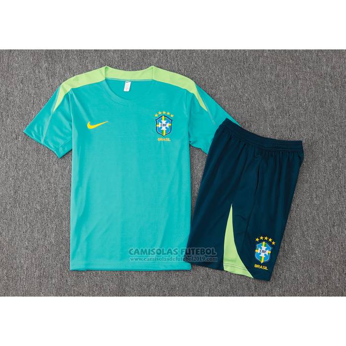 Fato de Treino Brasil Manga Curta 2024-2025 Verde - Calcas Curta